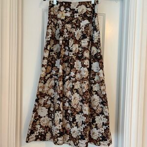 Abercrombie & Fitch Floral A-Line Skirt - Brown and Cream